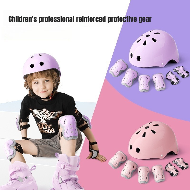 Cycling Protective Gear Kids - 7개/세트 어린이용(3-10세) 손목 보호대, 무릎 보호대,